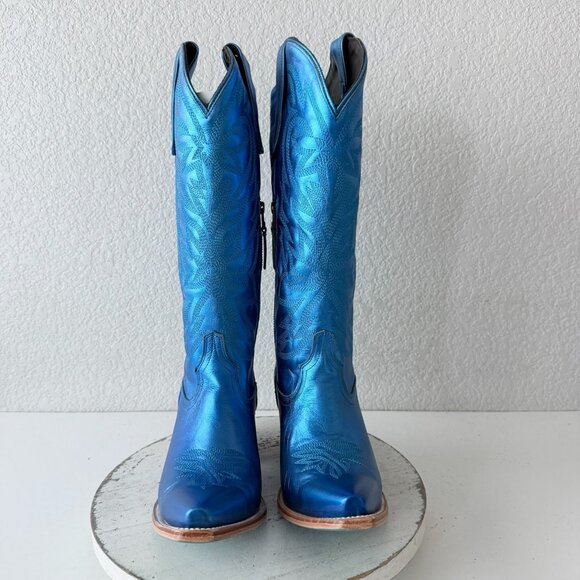 Lane SMOKESHOW Womens Cowboy Boots 10 Blue Western Cowgirl Mid Calf Pointed Toe - Picture 7 of 14